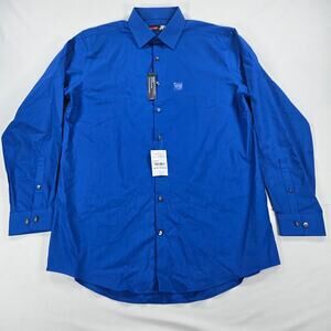 NWT J. Ferrar Extreme Blue Long Sleeve Button Up Dress Slim Fit Shirt Size Large